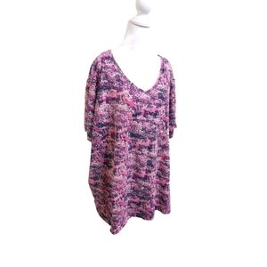 Catherine's Cotton relaxed fit abstract artsy art to wear neck colorful shirt 3X